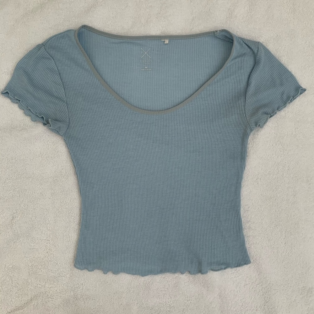 PacSun Basics Baby Blue Scoop Neck Crop Top